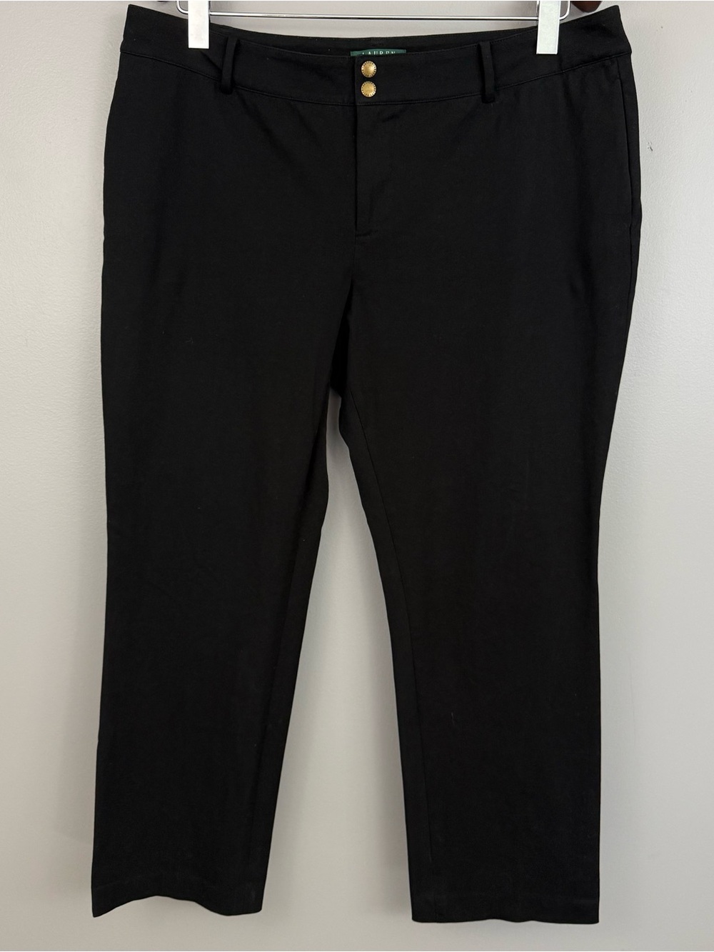 Lauren Ralph Lauren Connor Black Slimming Straight Pants Plus Size 18W